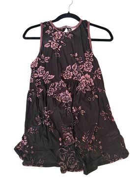 Fairy Whimsigoth Sleeveless Floral Sheer Velvet Romantic Boho Tank Top Medium